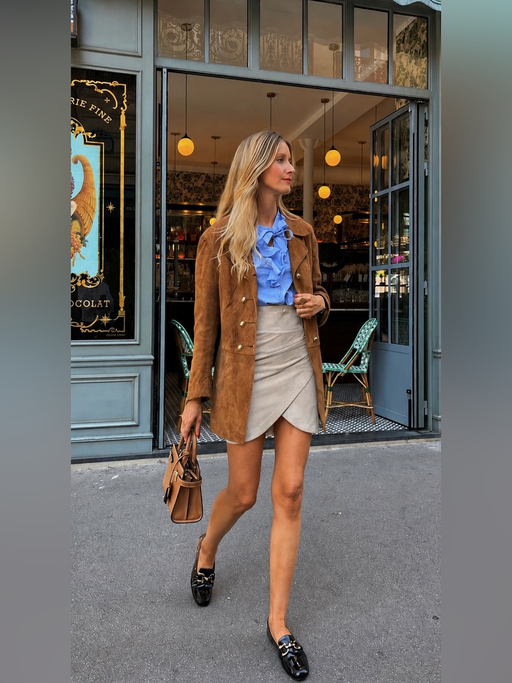 IRO Paris  suede leather mini skirt wrap  blogger Instagram favorite revolve - Picture 3 of 6